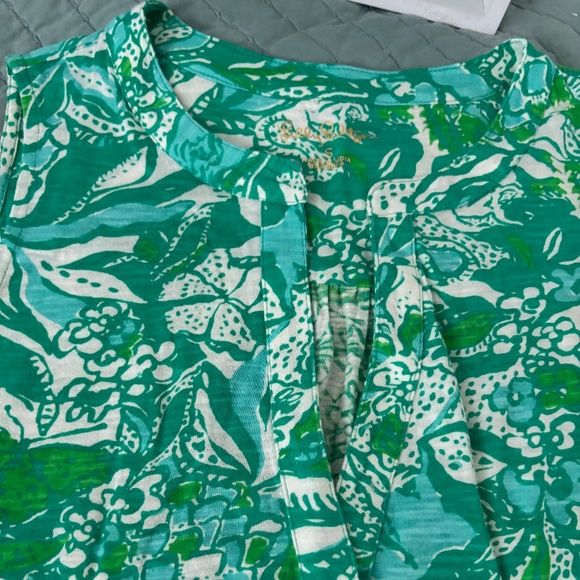 Lilly Pulitzer Botanical Green Safari Sangria Sleeveless top Sz S - Picture 5 of 8